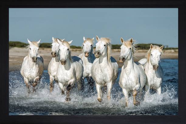 Energetic Horses in Water Vastu Large Synthetic Fra…