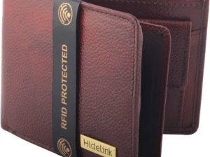Hidelink Men Formal Brown Genuine Leather Wallet