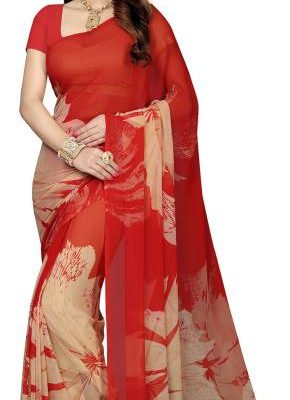 Floral Print Bollywood Synthetic Georgette Saree