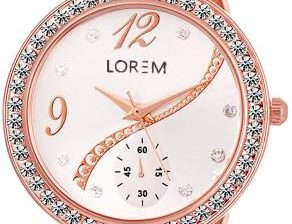 LOREM New LR215 Rose Gold Metal Diamond Studed Chronograph Watch