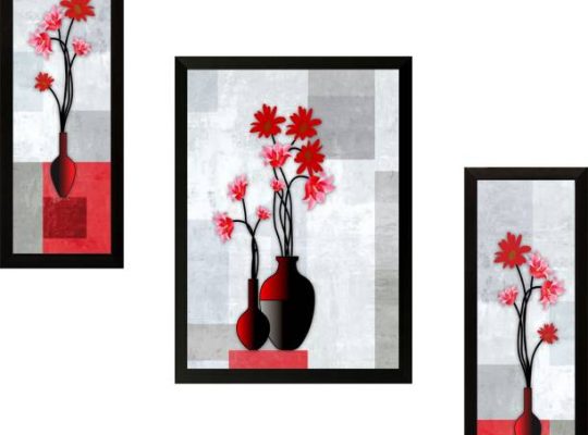 Set of 3 Flowers Digital Reprint Painting