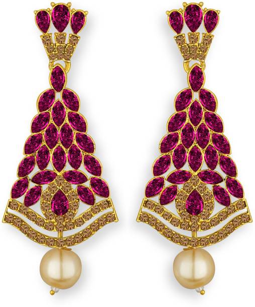 Spargz Fancy Gold Plated Synthetic Stone Dangle Diamond
