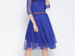 U&F Women’s Fit and Flare Blue Dress