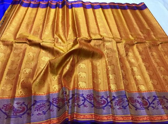 Gadwal pure silk sarees with Kanchi weaving borders