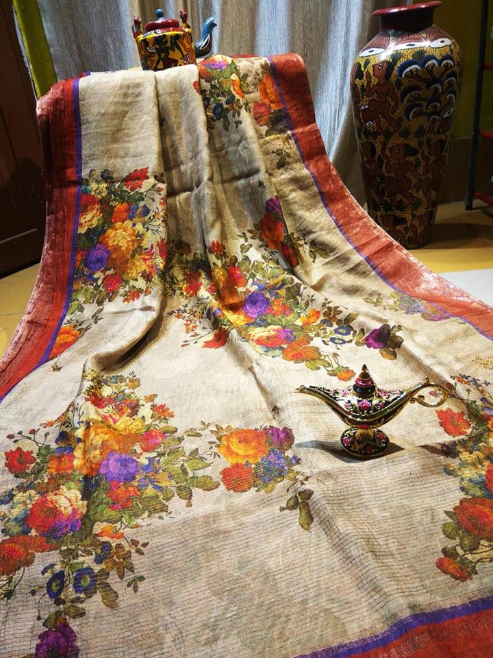 pure Silk munga digital printed sarees